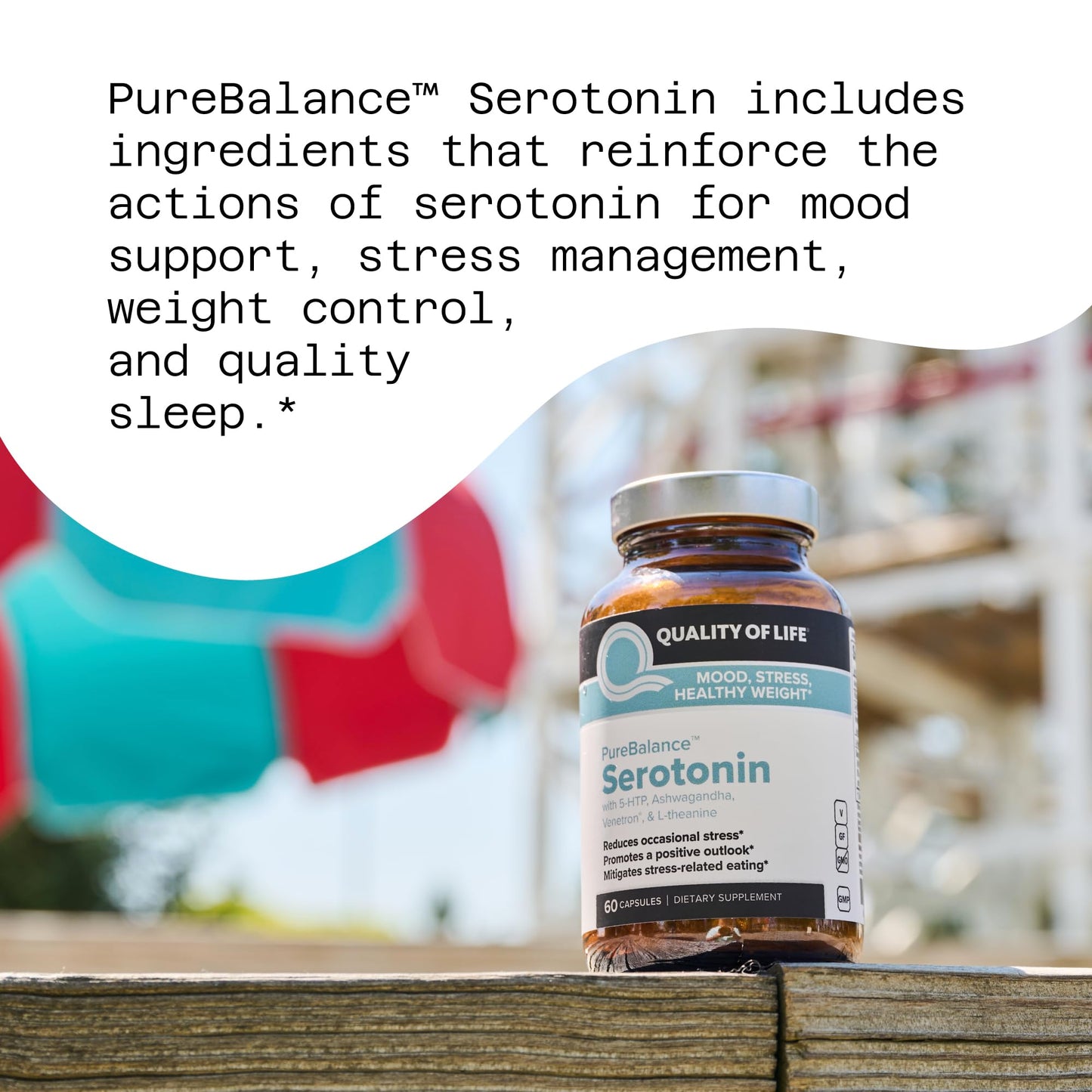 Quality of Life Pure Balance Serotonin Premium–Helps Boost Serotonin & Cortisol Levels - Includes 5-HTP, Venetron, Sensoril, Vitamin D3 & L-Theanine–60 Capsules Quality of LifeBuy Supplements Australia