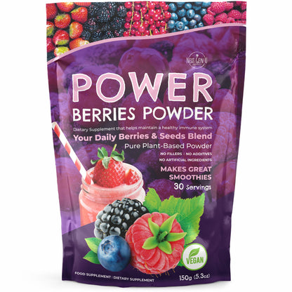 Super Berry Powder - 150g - Immune Support - Food Supplement - Superfood Berries - Smoothie Mix for Shakes - Healthy Boost for Detox Juice Beverages or Any Drink - by NextGenU NGU Next Gen UBuy Supplements Australia