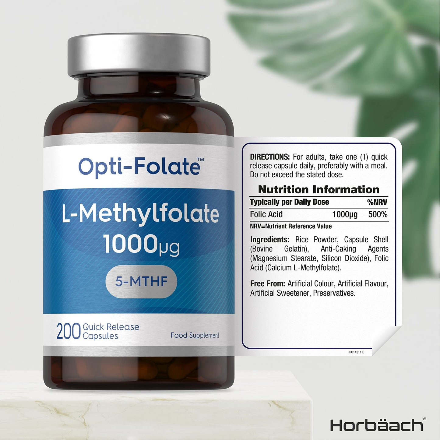 L-Methylfolate 1000ug | 200 Capsules | 5-MTHF Folate Supplement | Active Form HorbäachBuy Supplements Australia