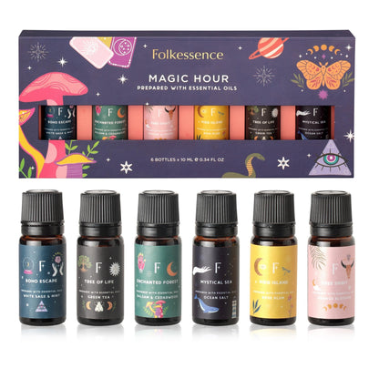Folkulture Essential Oil Set for Diffuser, Set of 6, Aromatherapy Diffuser Oil Scents for Home