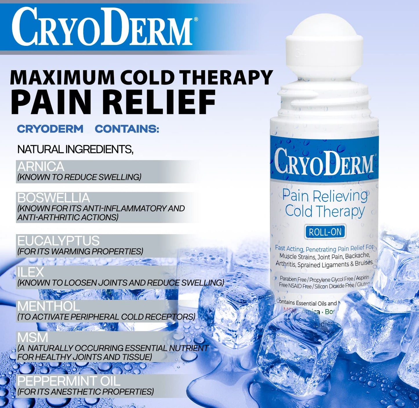 Cryoderm D-Roll-On-3oz-2 Cold Roll-On 3 oz. (Pack of 2) CryoDermBuy Supplements Australia