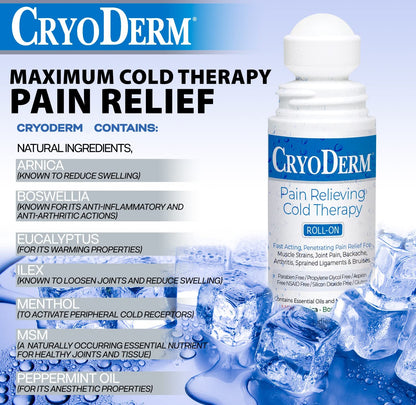 Cryoderm Pain Relieving Roll On 3 oz 2 PACK CryoDermBuy Supplements Australia