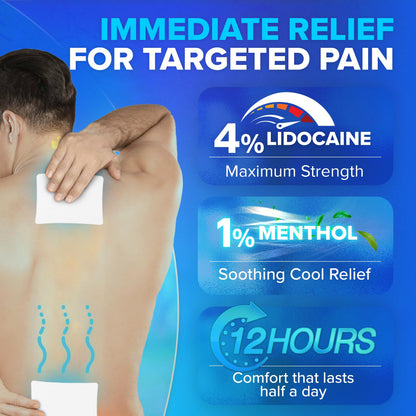 JJ CARE Lidocaine Patches [Pack of 30], 4” x 5.5” Lidocaine 4% Maximum Strength Back Pain Relief Patches for Fast Numbing of Aches, Pains, Back, Neck, Shoulder, Muscle Soreness JJ CAREBuy Supplements Australia