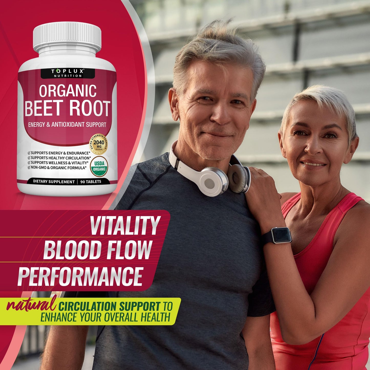 Organic Beet Root Powder Tablets - 2040mg Natural Nitric Oxide Beets to Support, Energy TopluxBuy Supplements Australia