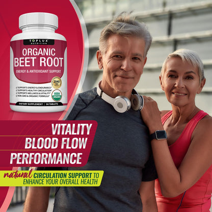 Organic Beet Root Powder Tablets - 2040mg Natural Nitric Oxide Beets to Support, Energy TopluxBuy Supplements Australia