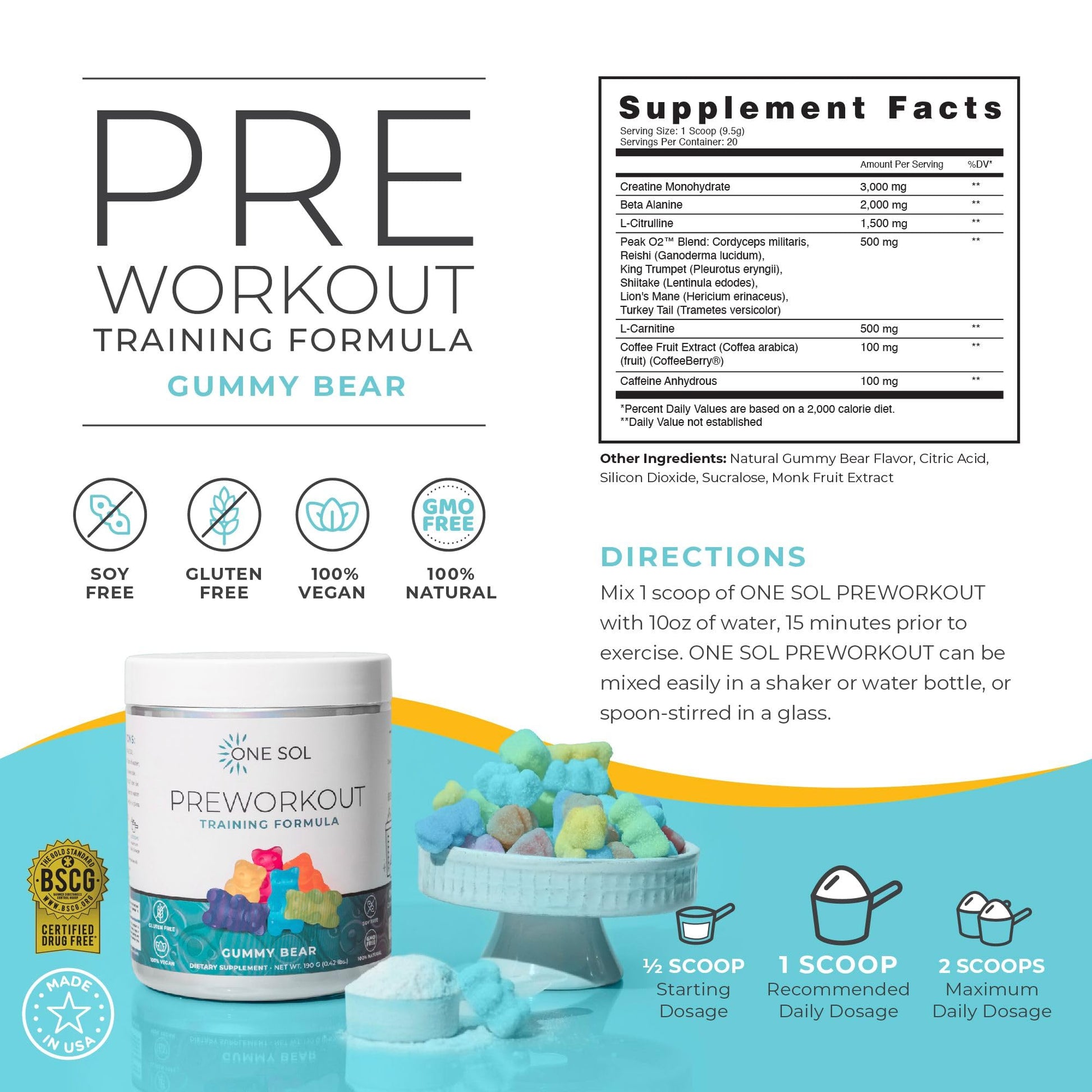 One Sol Pre-Workout for Women, Enhanced Pump & Focus, No Jitters Or Crash, Natural One SolBuy Supplements Australia