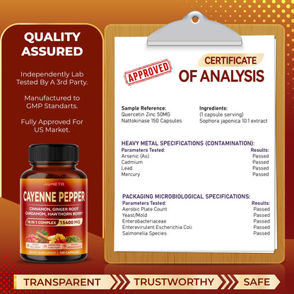 AUMETO Cayenne Pepper 15,400mg Ultra Complex with Cinnamon, Ginger Root, Cardamom AUMETOBuy Supplements Australia