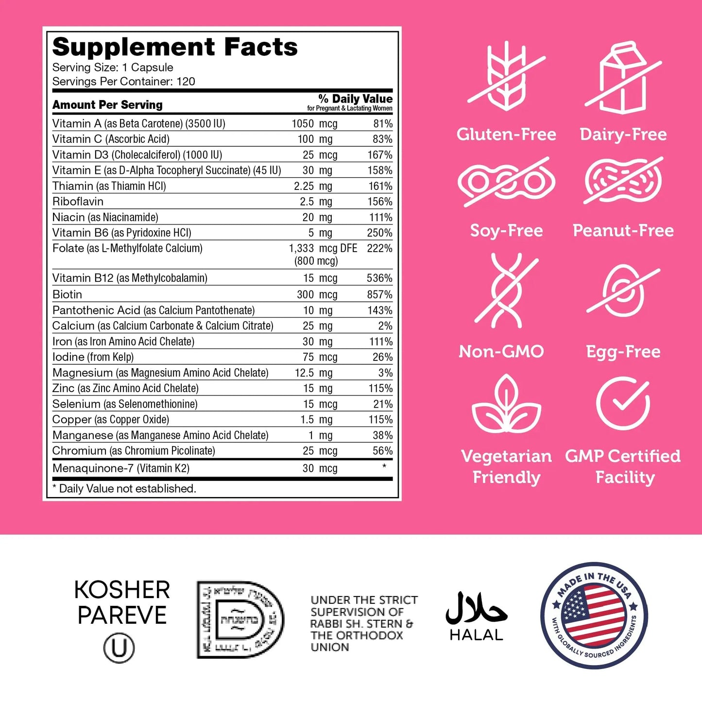 Zahler - Total One Prenatal Vitamins for Women (120 Count) Daily Multi Vitamin Prenatals with Folic Acid, Iron, Zinc ZahlerBuy Supplements Australia