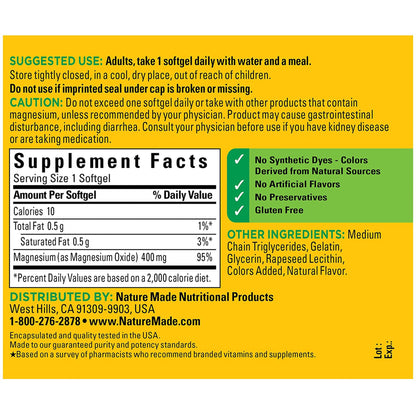 Nature Made Extra Strength Magnesium Oxide 400 mg, Dietary Supplement Nature MadeBuy Supplements Australia