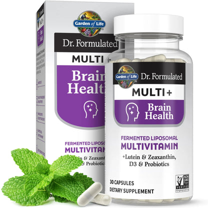 Garden of Life Dr Formulated Multi+ Brain Health, Fermented Liposomal Multivitamin + Lutein & Zeaxanthin, Vitamin D3 & Probiotics Garden of Life