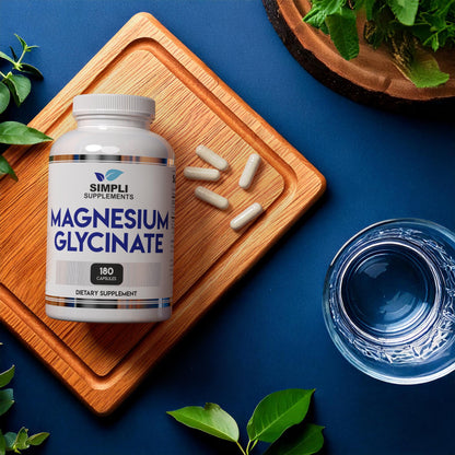 Magnesium Glycinate 400mg per Serving – High Absorption – Gentle on Stomach – Supports Sleep, Relaxation, Muscle, Bone & Immune Health – Non-GMO, Vegan, 180 Capsules Simpli SupplementsBuy Supplements Australia