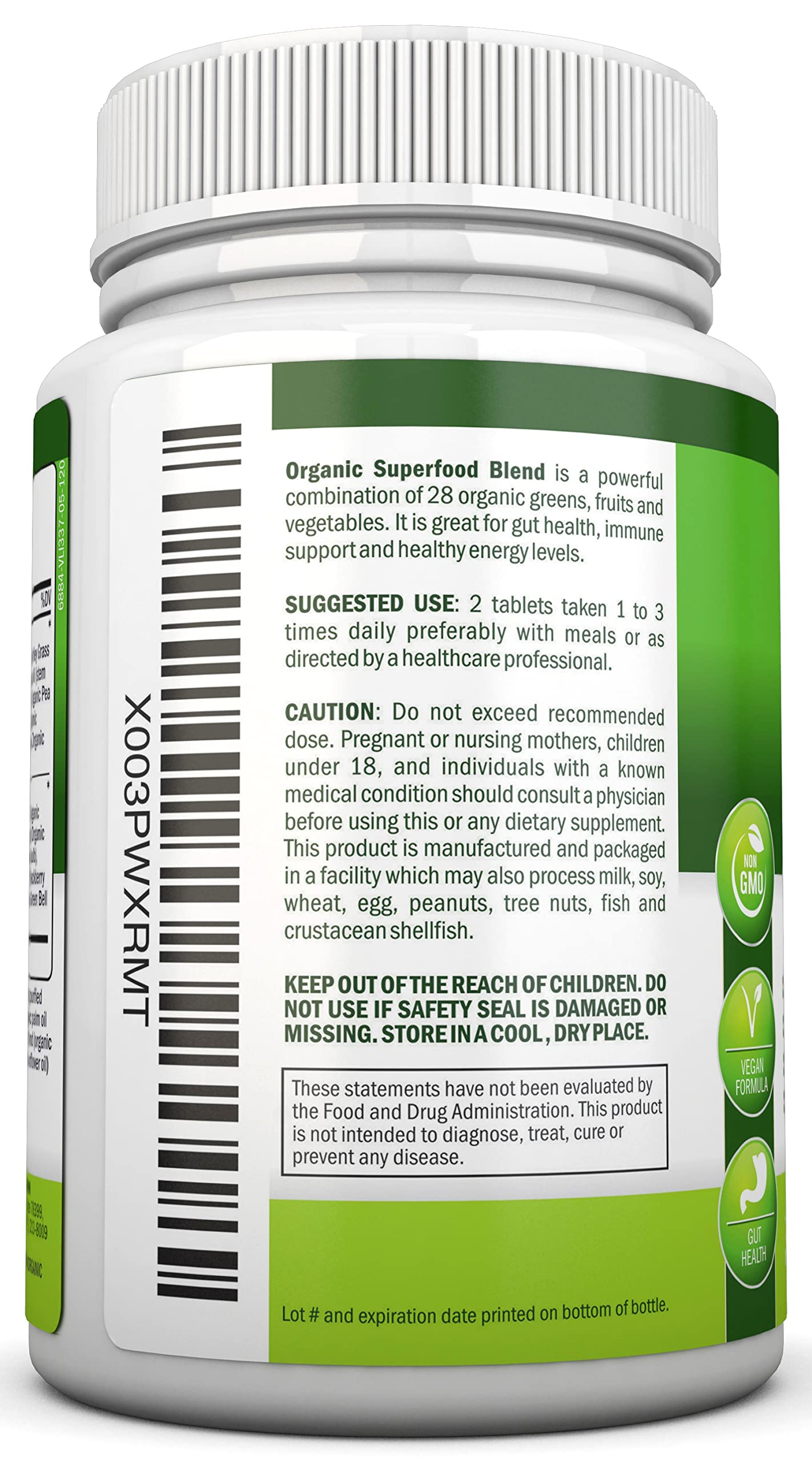 Organic Super Greens Capsules - Fruit And Vegetable Supplements - 120 Count - 28 USDA Organic & Vegan Premium Ingredients - Superfood Blend For Immune Health, Digestion & Energy - Whole Food Vitamins NutriONNBuy Supplements Australia