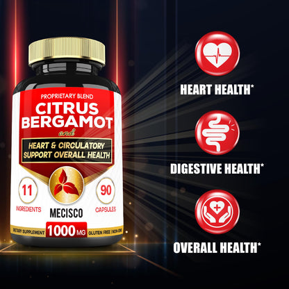 Mecisco 11 in 1 Citrus Bergamot Supplement 1000mg with Black Chokeberry, Berberine HCl & More - 90 Capsules - Supports Heart Health, Immune System, Energy Production MeciscoBuy Supplements Australia