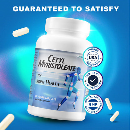 CoreCeutimin Cetyl Myristoleate - Omega 5 Fatty Acid - Ultra Support for Relief from Joint Discomfort and Stiffness - Also Includes Glucosamine, MSM & Hyaluronic Acid - 80 Capsules CoreCeutiminBuy Supplements Australia