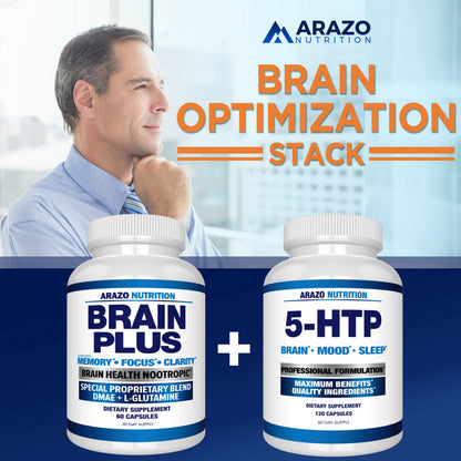 Arazo Nutrition Premium Brain Function Supplement – Memory, Focus, Clarity – Nootropic Booster with DMAE, Bacopa Monnieri, L-Glutamine, Multi Vitamins, Multi Minerals Arazo NutritionBuy Supplements Australia