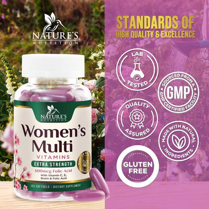 Multivitamin for Women - Complete Daily Womens Multivitamins with Calcium, Folic Acid, Vitamin A, C, D, E, & B Vitamins Nature's NutritionBuy Supplements Australia