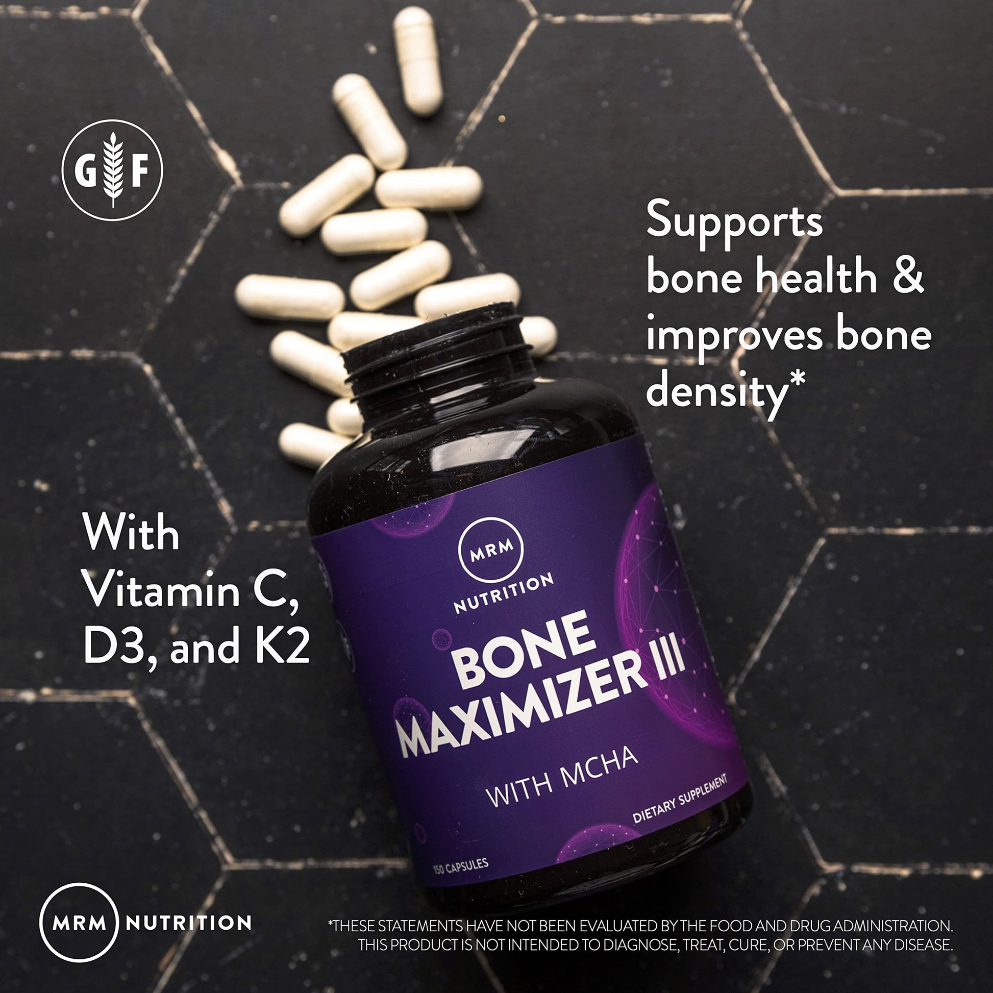 MRM Nutrition Bone Maximizer® III | with MCHA + Vitamin D3 + Vitamin K2 | Bone Health | High Potency | Key Vitamins and Minerals for Bones | 50 Servings MRMBuy Supplements Australia