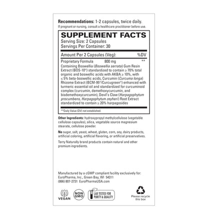 Terry Naturally Arthocin - Boswellia Serrata Capsules with Devil's Claw & Curcumin - Supplement to Support Joint & Spine Health - Herbal Supplement Aids Comfort & Absorption - 60 Capsules Terry NaturallyBuy Supplements Australia