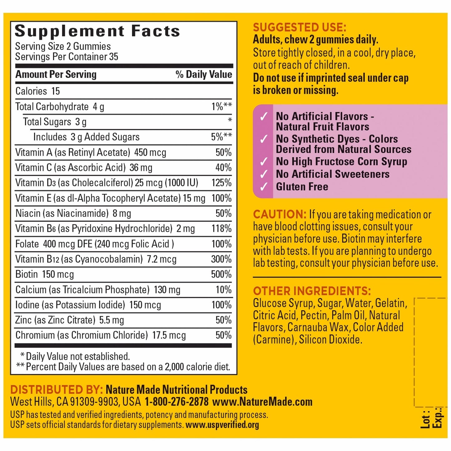 Nature Made Multivitamin For Women, Womens Gummy Multivitamins for Daily Nutritional Support, 70 Multi Vitamin Gummies, 35 Day Supply