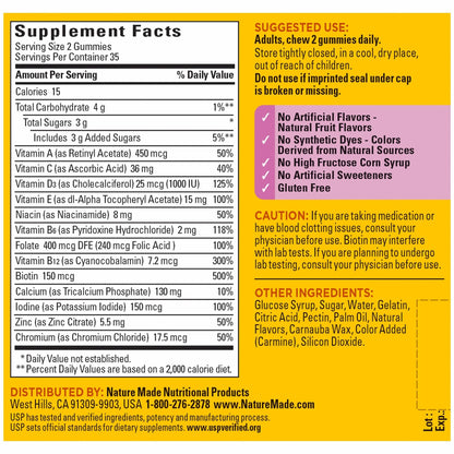 Nature Made Multivitamin For Women, Womens Gummy Multivitamins for Daily Nutritional Support, 70 Multi Vitamin Gummies, 35 Day Supply