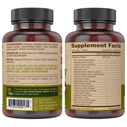DEVA Vegan Liver Support Tablets 2-Pack - Proprietary Blend of 20 Herbs & Nutraceuticals, 90 Count Ea DEVABuy Supplements Australia