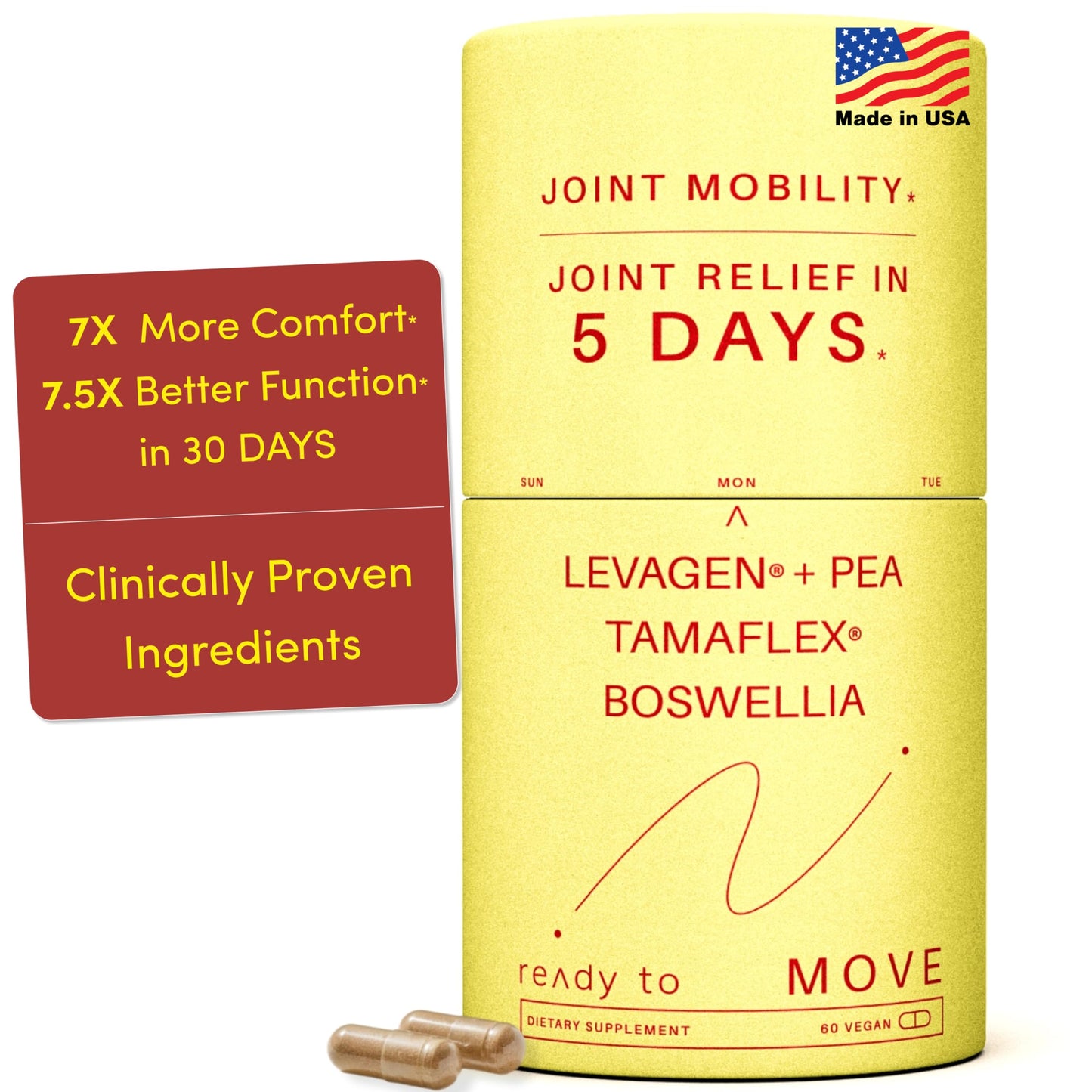 MOVE Fast Acting Joint Supplements | Tamaflex® Turmeric & Tamarind, Levagen®+ PEA Palmitoylethanolamide, Boswellia Serrata, Bioperine® Black Pepper Extract | Joint Support & Mobility | 60 Vegan Caps Ready ToBuy Supplements Australia