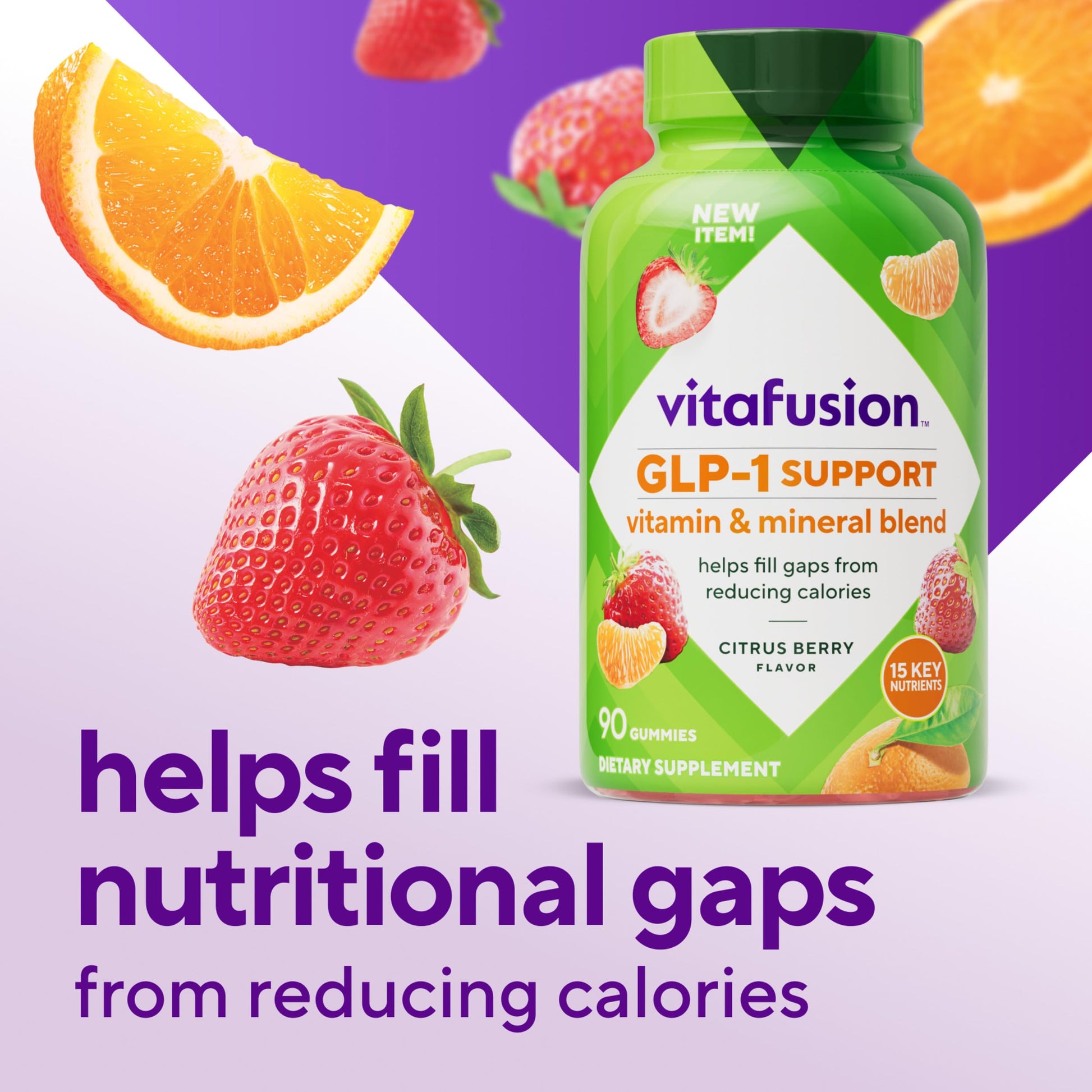 vitafusion GLP-1 Support Multivitamin, Vitamin and Mineral Blend, 15 Essential Nutrients, Citrus Berry Flavor, 90 Count, 45 Day Supply  VitafusionBuy Supplements Australia