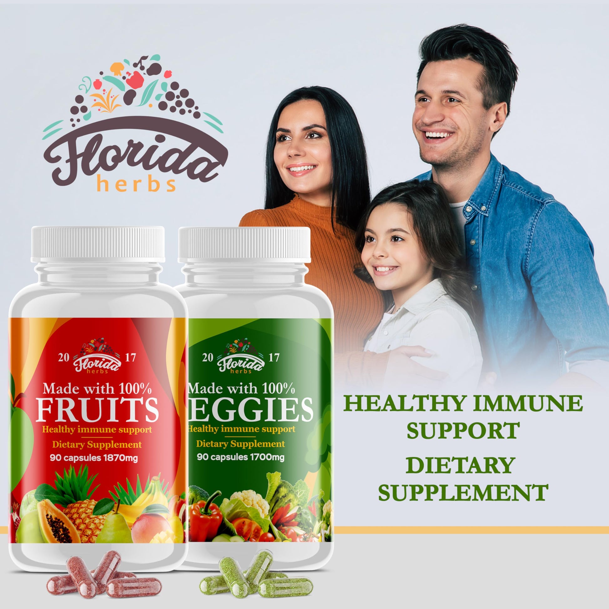 Fruits and Vegetables Supplement - 90 Fruit and 90 Veggie Capsules - Nature Vitamins, Balance of Fruits and Veggies Supports Energy Balance, Soy Free, Vegan Capsules - 90 Count (Pack of 2) FLORIDA HERBSBuy Supplements Australia