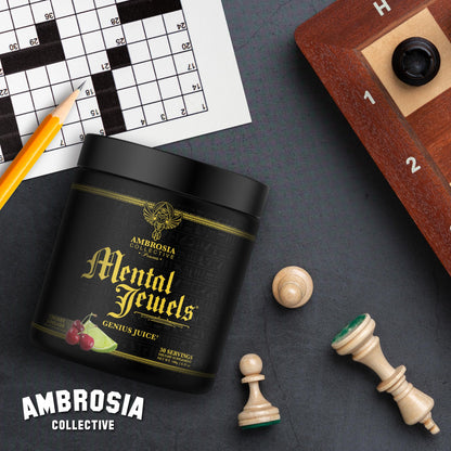 Ambrosia Mental Jewels Nootropic Brain Supplement Powder | Alpha GPC, Bacopa & Phosphatidylserine | Memory, Focus & Concentration Support | 30 Servings | Cherry Limeade AmbrosiaBuy Supplements Australia
