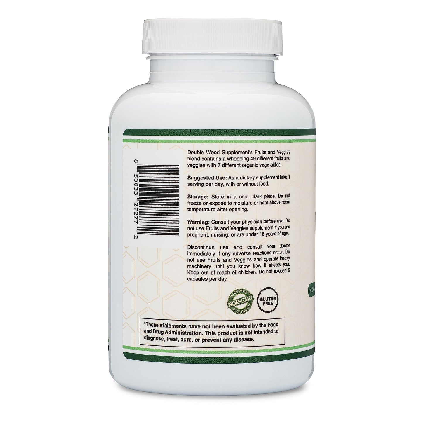 Fruits and Veggies Supplement (Daily Blend of 49 Different Fruits and Vegetables, 23 Veggies and 29 Fruits) 1,500mg Servings, 180 Capsules (No Fillers, Vegan Safe, Non-GMO) by Double Wood Double Wood SupplementsBuy Supplements Australia