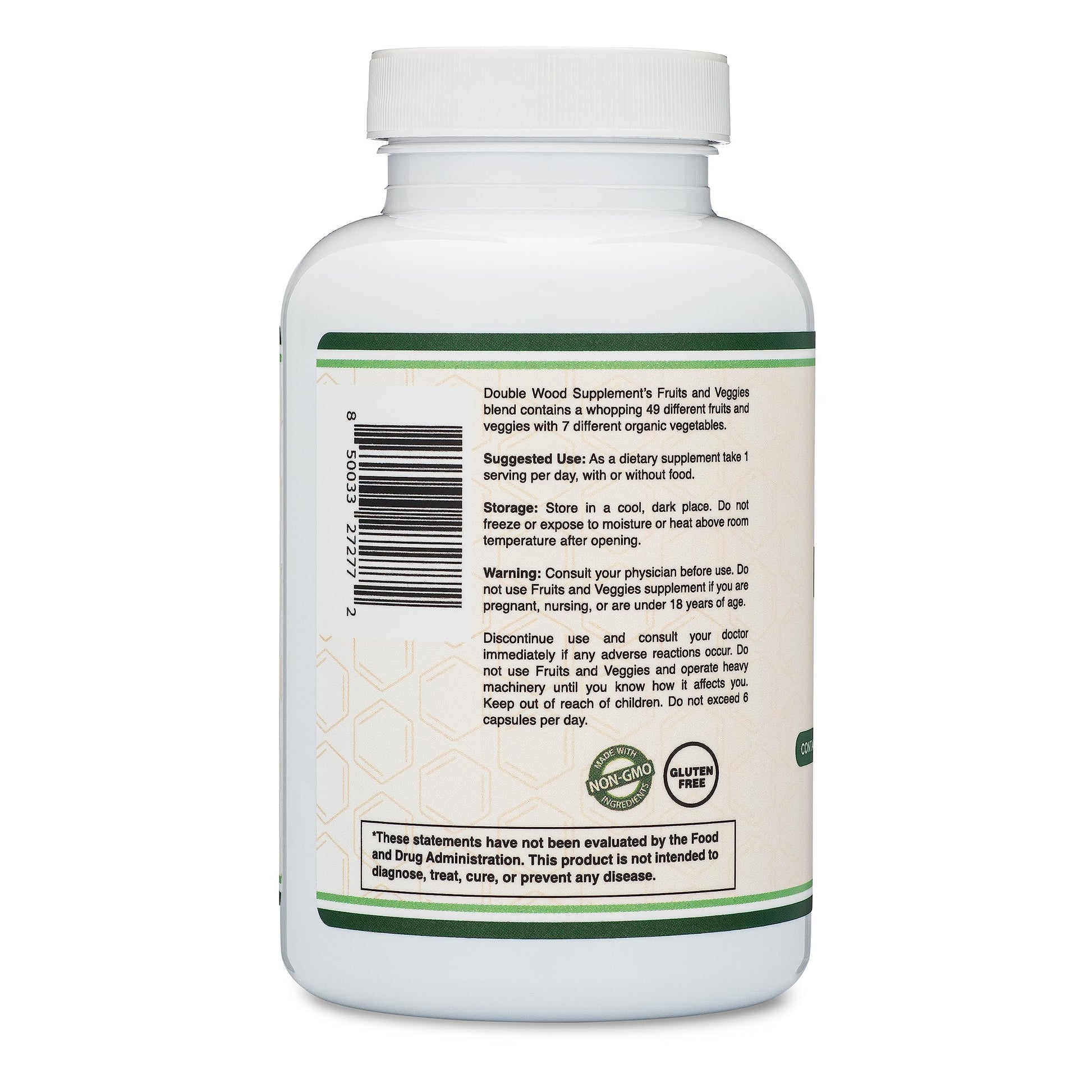 Fruits and Veggies Supplement (Daily Blend of 49 Different Fruits and Vegetables, 23 Veggies and 29 Fruits) 1,500mg Servings, 180 Capsules (No Fillers, Vegan Safe, Non-GMO) by Double Wood Double Wood SupplementsBuy Supplements Australia