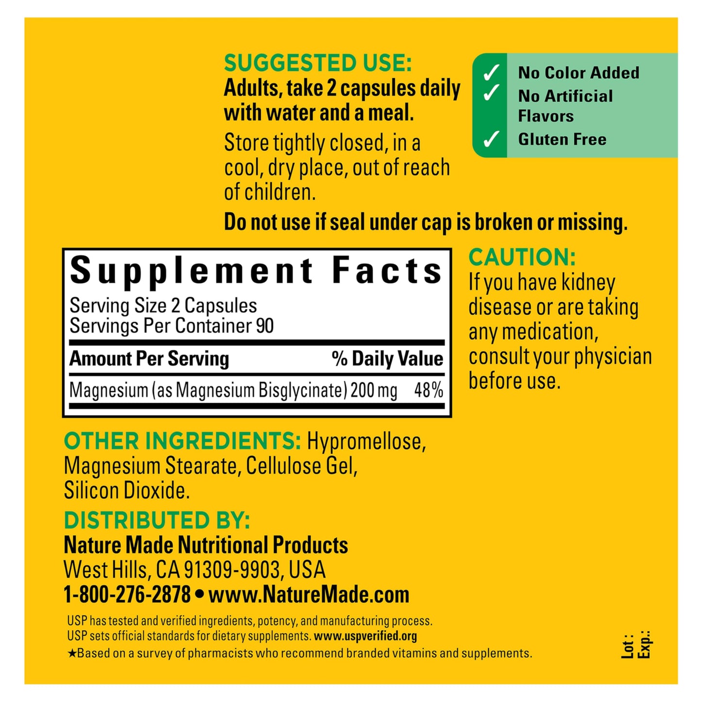 Nature Made Magnesium Glycinate 200 mg per serving, Magnesium Supplement for Muscle, Heart, Nerve and Bone Support, 180 Magnesium Bisglycinate Capsules, 90 Day Supply Nature MadeBuy Supplements Australia
