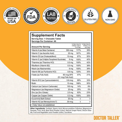 NuBest Doctor Taller Kids - Kids Multivitamins, Toddler Vitamins - Support Healthy, Immunity and Bone Strength for Ages 2 to 9 NuBest