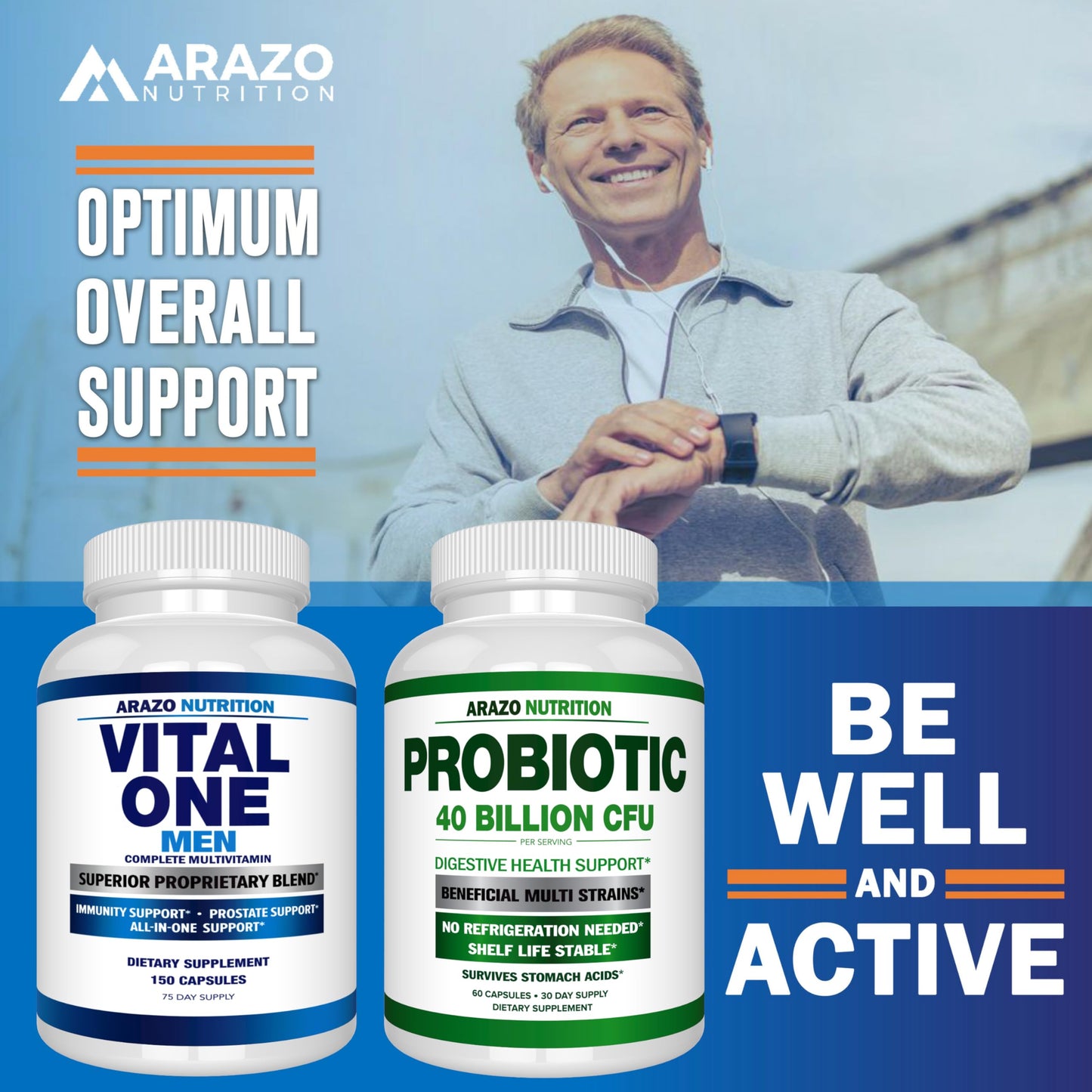 Arazo Nutrition Vital One Multivitamin for Men – Daily Wholefood Supplement - 150 Vegan Arazo NutritionBuy Supplements Australia