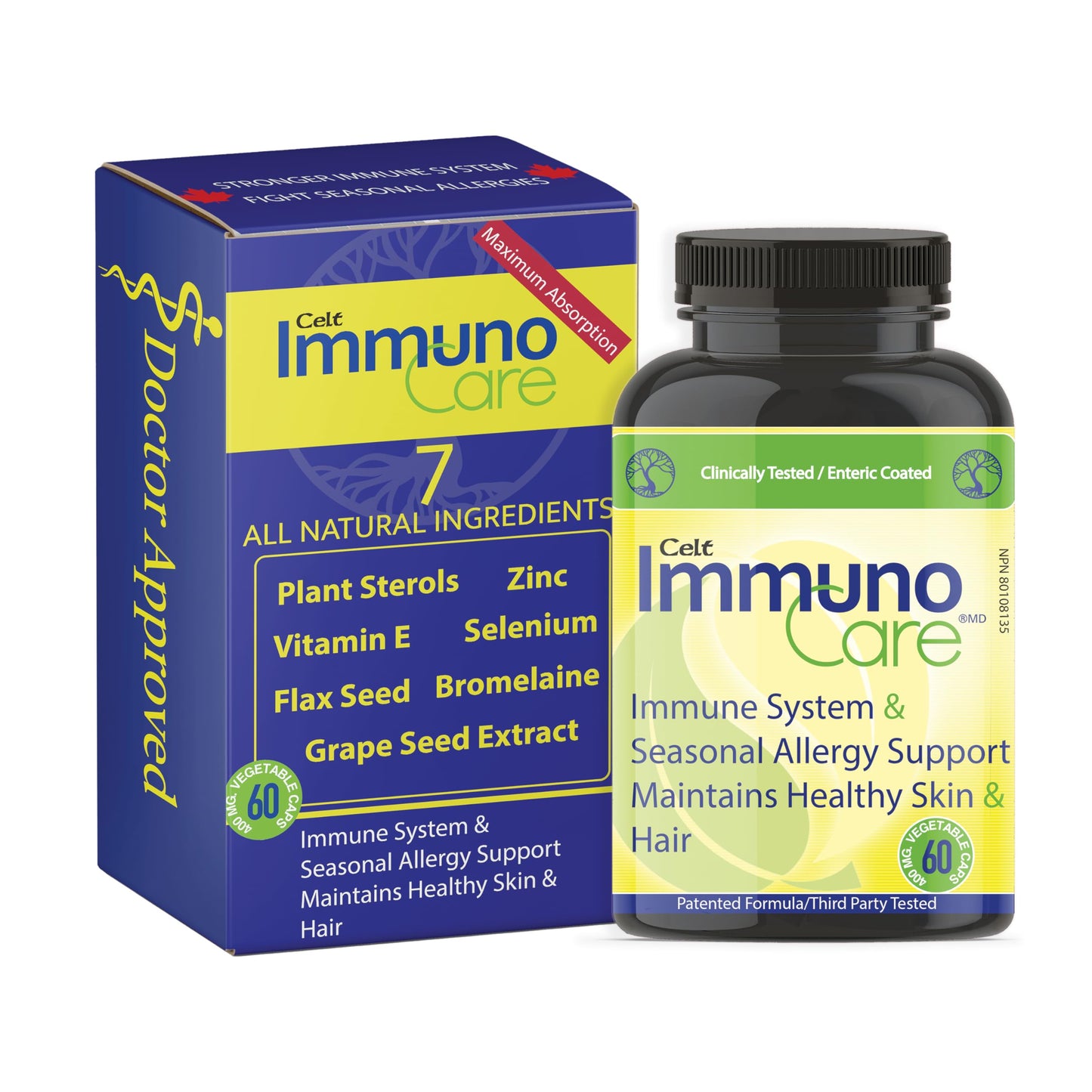 Celt Immunocare 60 v-caps - Potent Seasonal Allergy Blend - Adult Immunity Support - Cholesterol Modulator - Plant Sterols Ultra Strength - 7 Key Immunity Enhancing Ingredients Celt Immuno-CareBuy Supplements Australia