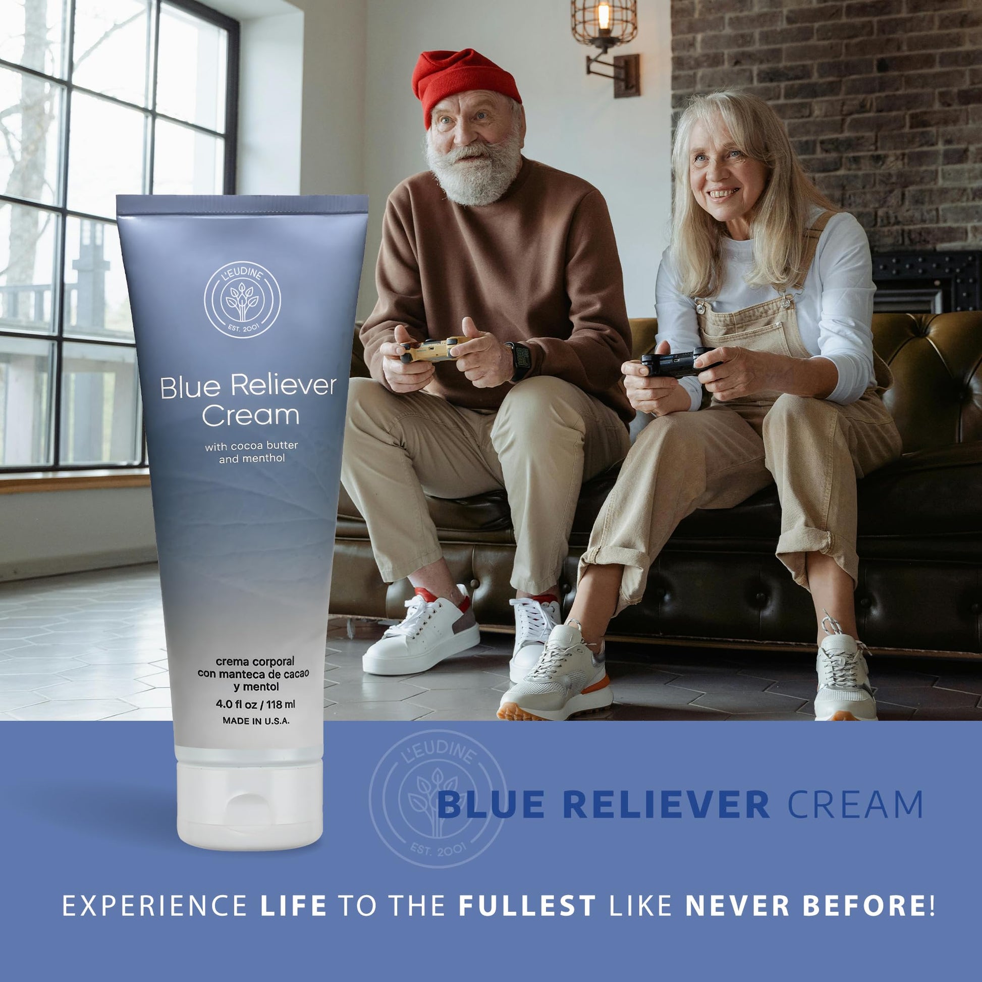 L'EUDINE Blue Reliever Cream – Joint and Muscle Therapy, Body Cream with Cocoa Butter and Menthol L'eudineBuy Supplements Australia