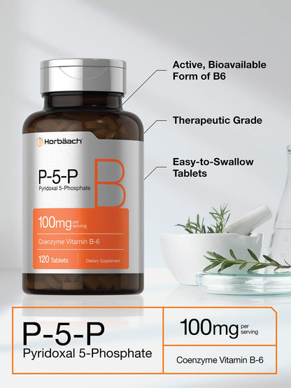 P-5-P Activated Vitamin B6 100mg | 120 Tablets | Vegetarian Supplement, Non-GMO HorbäachBuy Supplements Australia