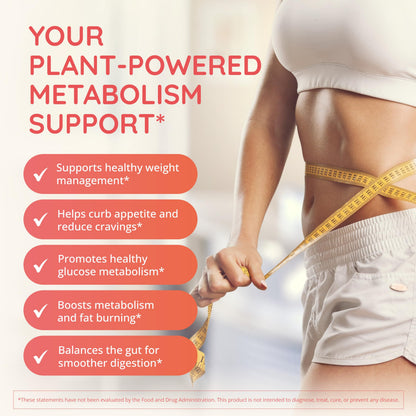 Happy Healthy Hippie GLP-1 Supplement (Metabolaid™ + Chromium) + Appetite Suppressant for Women | Metabolism Booster (AMPK) for Weight | Belly Fat Burner | Hunger & Cravings Control - 30 Vegan Caps Happy Healthy HippieBuy Supplements Australia