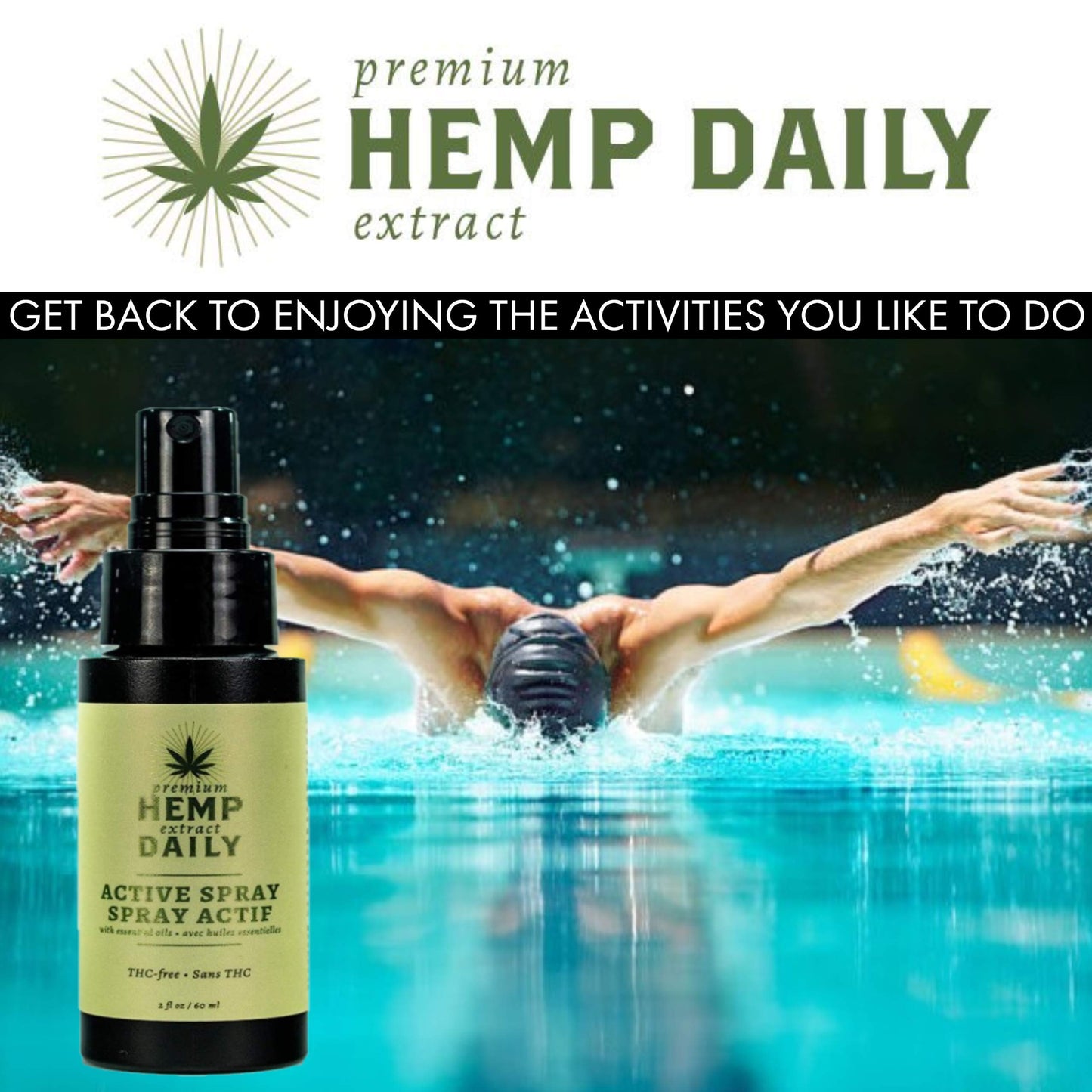 Hemp Daily Active Spray | Hemp Spray with Essential Oils | Vegan, Organic Ingredients | 2 Fluid Ounces (Original Spray, Single) Premium Hemp Extract DailyBuy Supplements Australia