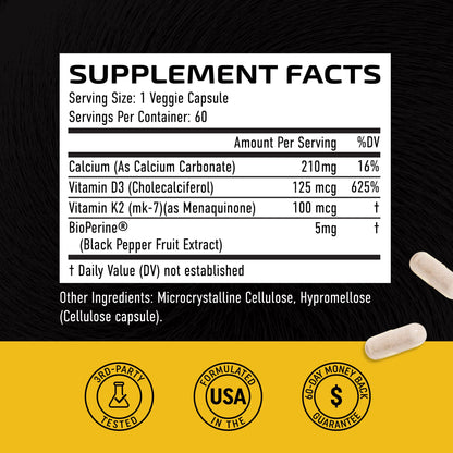 Vitamin D3 K2 5000 IU for Immune System, Strong Bones & Teeth Support | Vitamin D3 Nobi NutritionBuy Supplements Australia