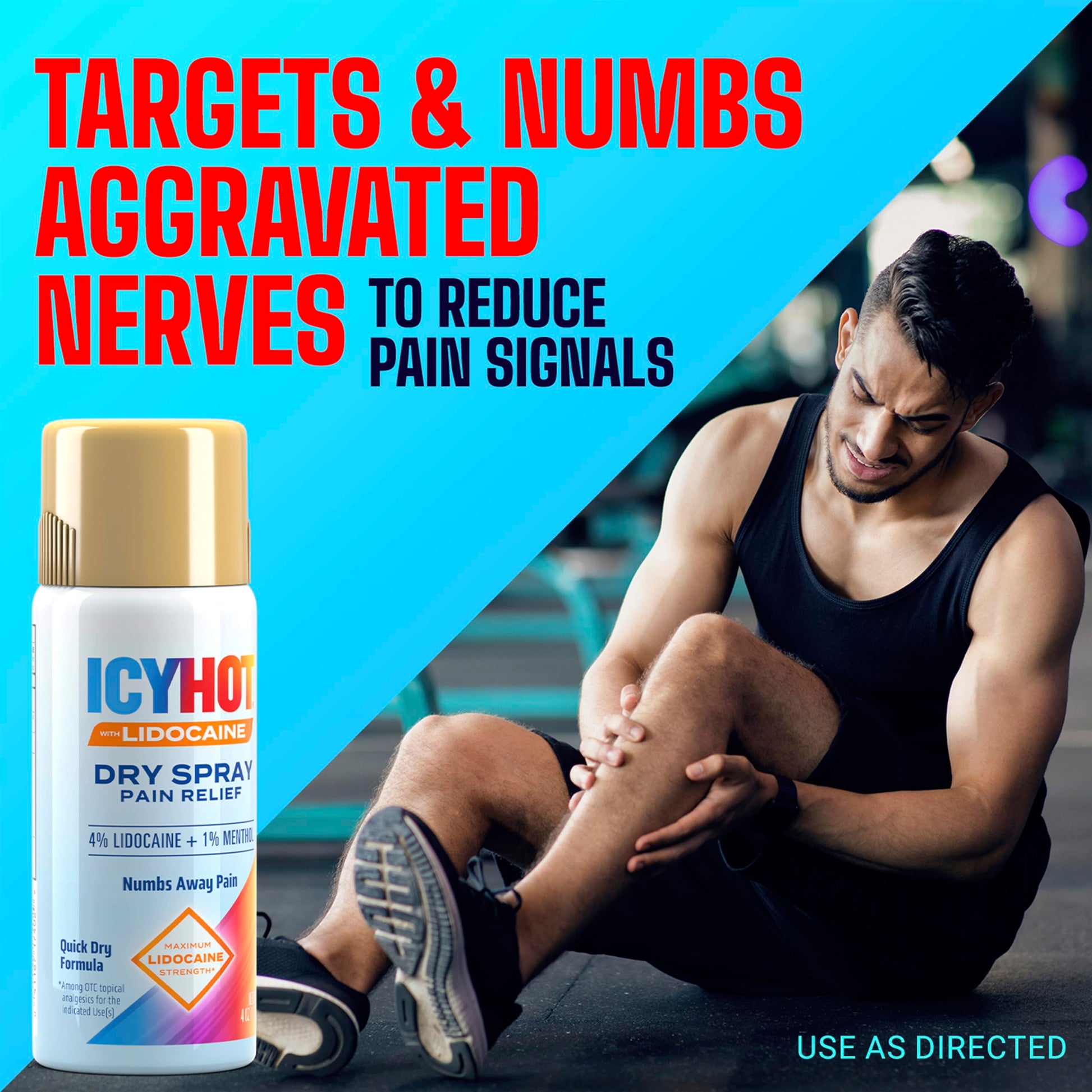 Icy Hot Lidocaine Pain Relief Dry Spray, Numb Aggravated Nerves with Max Strength Lidocaine 4% and Menthol 1%, Fast-Acting Pain Relief for Minor Pain, Backaches, Sprains and Strains, 4 oz Icy HotBuy Supplements Australia