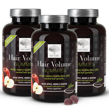NEW NORDIC Hair Volume Gummies, 2500 mcg Biotin, Daily Hair Vitamins Supplement to Support Hair Skin & Nails, Vegan, 60 Count (Pack of 3) NEW NORDICBuy Supplements Australia