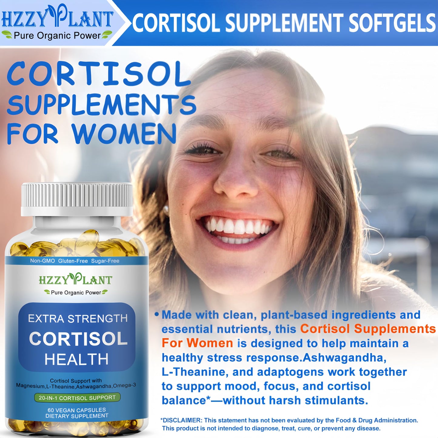 Cortisol Supplements for Women and Men Softgels with Phosphatidylserine Magnesium Ashwagandha L-Theanine,High Absorption Cortisol Detox Capsules for Sleep Relaxation Stress Relief,Non-GMO,60 Servings HZZYPLANTBuy Supplements Australia