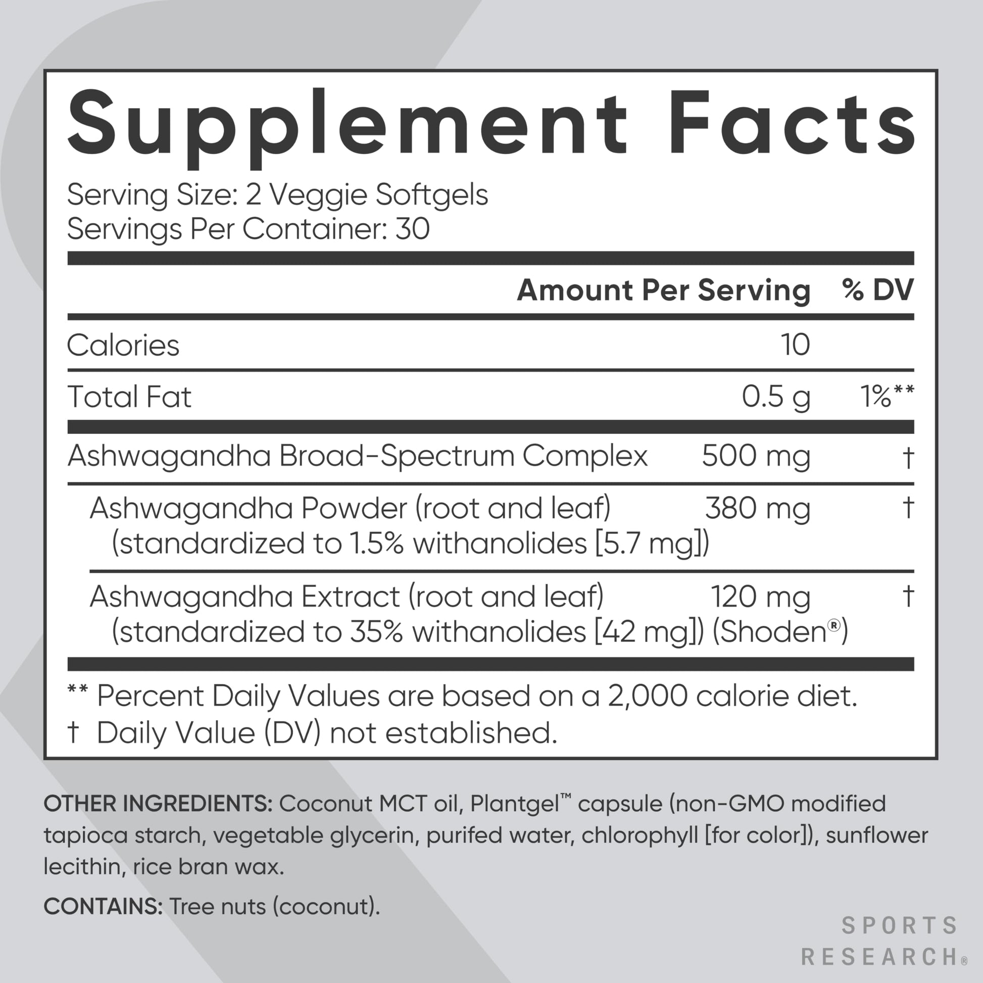Sports Research® Ashwagandha Softgels with Coconut MCT Oil - Natural Adaptogen Sports ResearchBuy Supplements Australia