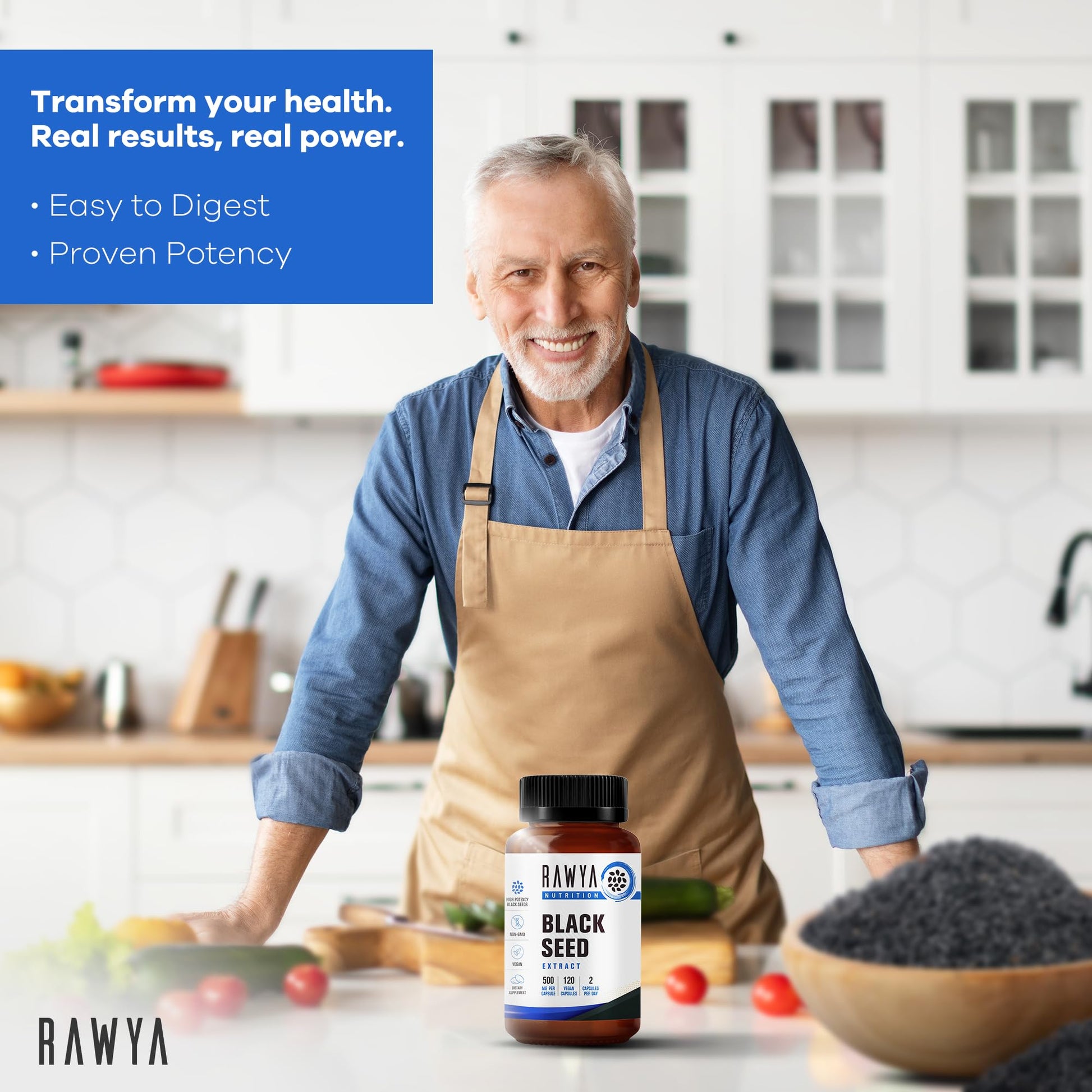 RAWYA Nutrition, Black Seed Extract, 120 Vegan Capsules, Nigella Sativa, Black Cumin RAWYABuy Supplements Australia