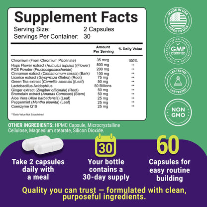 Uncle Scientist GLP-1 Probiotic Dietary Supplement, Supports Healthy Appetite and Metabolic Function - Chromium, Green Tea, Cinnamon, Probiotics & Herbal Blend, 60 Capsules (30-Day Supply) Uncle ScientistBuy Supplements Australia