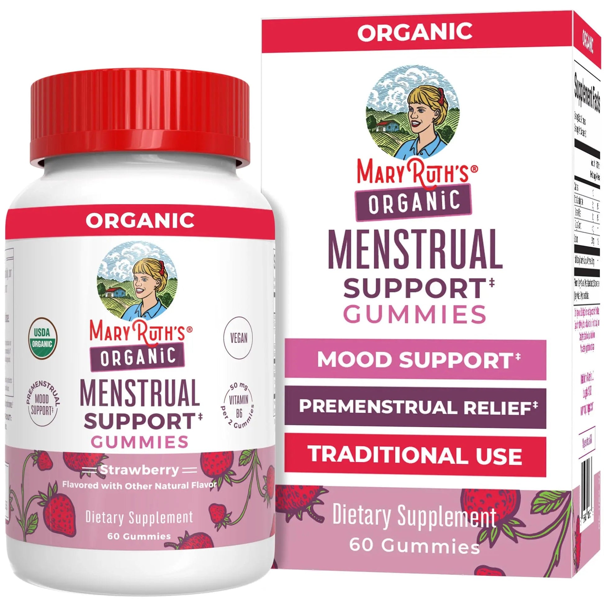Organic Menstrual Support Gummies by MaryRuth's | for The Relief of Common Symptoms of Premenstrual Syndrome | PMS Support | Premenstrual Mood Support | USDA Organic | Non-GMO | Vegan | 30 Servings MARYRUTH'SBuy Supplements Australia