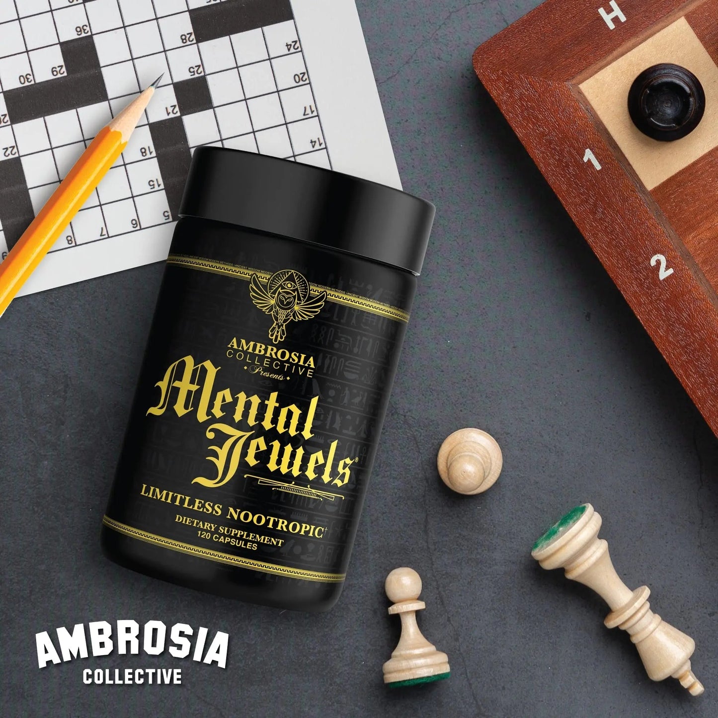 Ambrosia Mental Jewels (Capsules) - Cognitive Enhancer | Increase Memory, Communication Skills, Concentration & Focus | Alpha GPC, Choline, BaCognize AmbrosiaBuy Supplements Australia