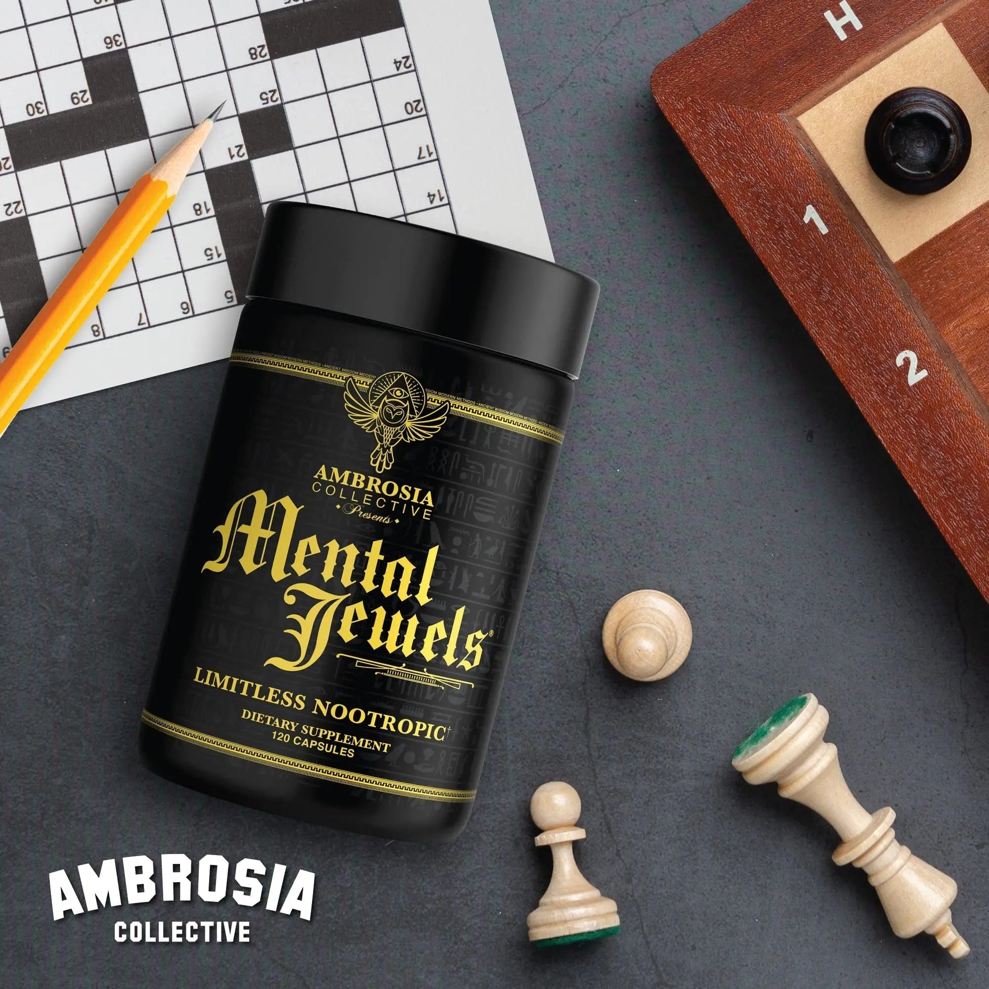 Ambrosia Mental Jewels (Capsules) - Cognitive Enhancer | Increase Memory, Communication Skills, Concentration & Focus | Alpha GPC, Choline, BaCognize AmbrosiaBuy Supplements Australia