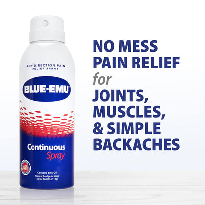 Blue-Emu Continuous Pain Relief Spray for Fast-Acting Joint & Muscle Relief, 4 Oz, 1 Pack BLUE-EMUBuy Supplements Australia
